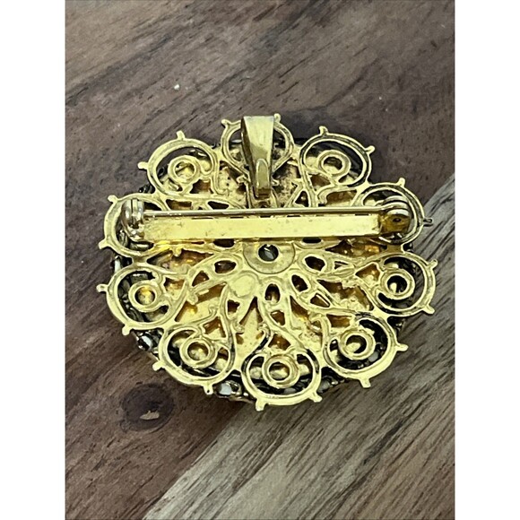 Vtg Reverse Carved Intaglio Glass Victorian Pendant Brooch Nude Woman And Angel - Picture 3 of 3